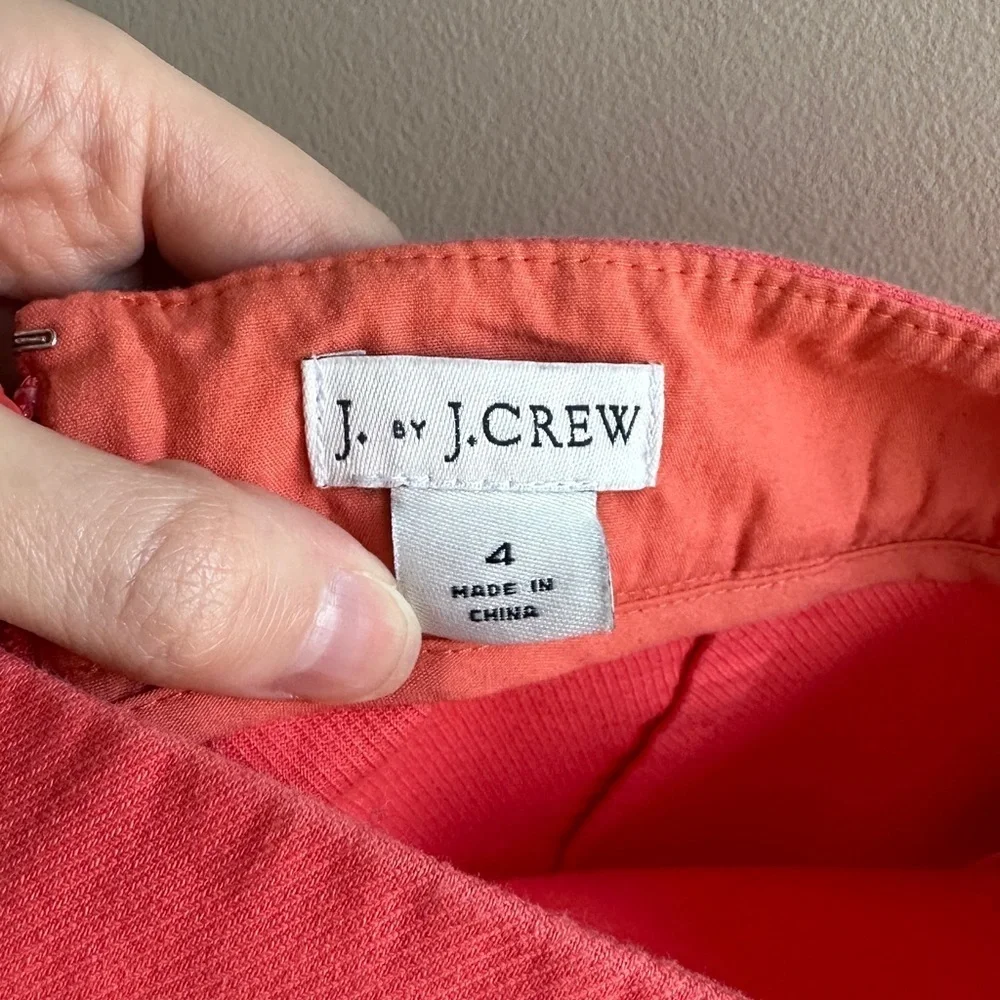 J. By J. Crew Coral Salmon Solid Pencil Skirt with Scalloped Hem, Size 4